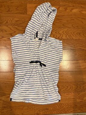 GAP Kids Blue and White Striped Hooded Swim Coverup